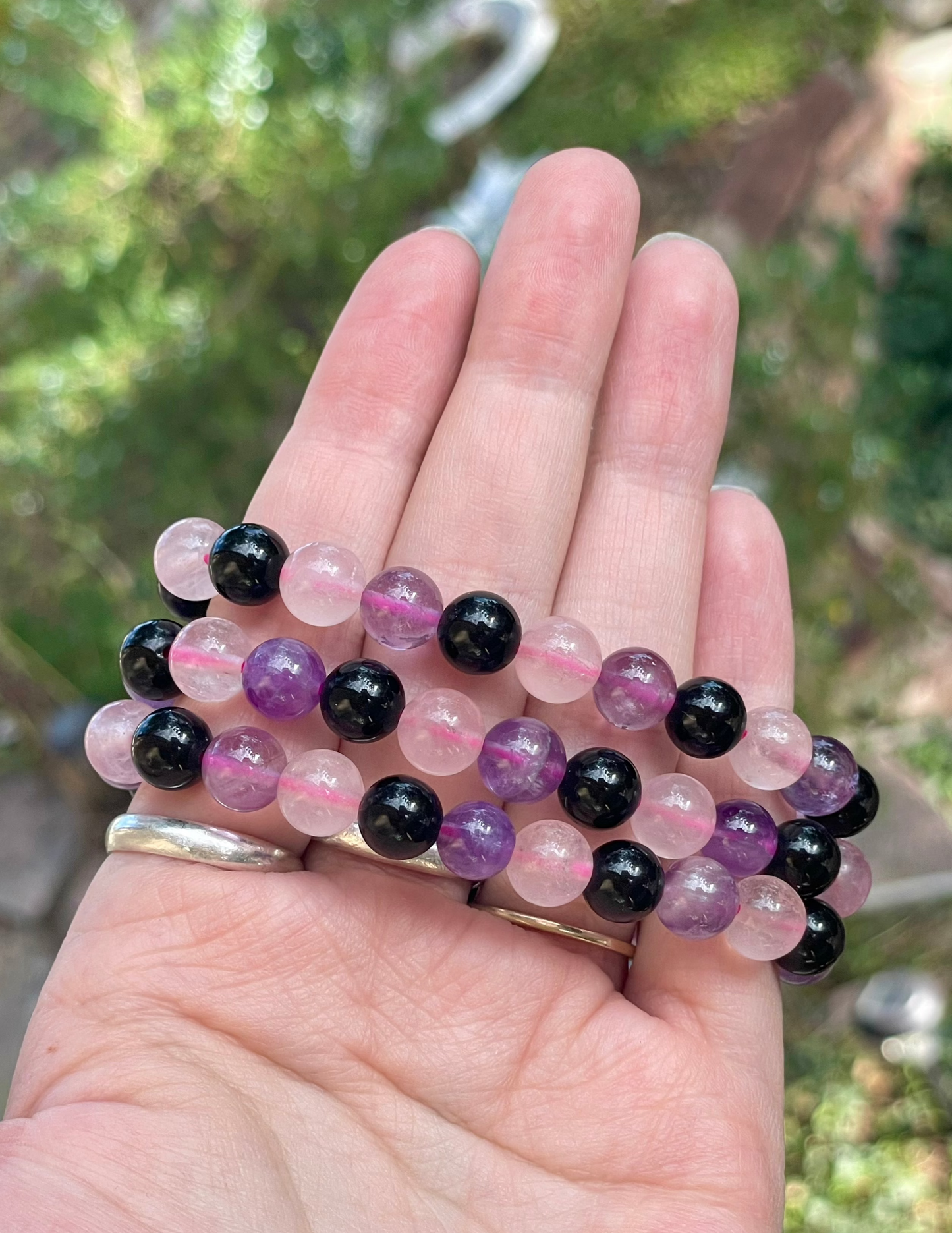 Rose Quartz, Amethyst, Obsidian Bracelets 8mm