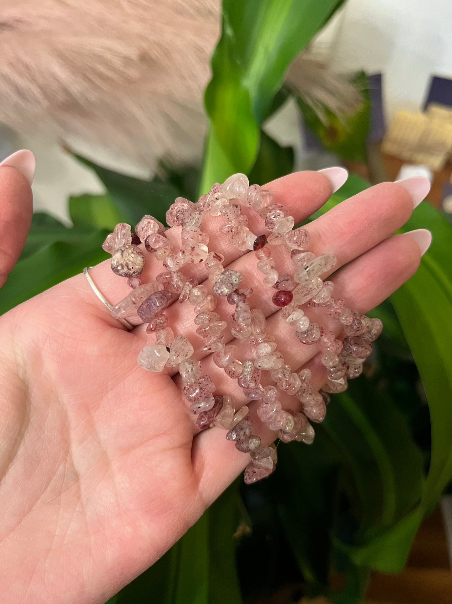 Strawberry Quartz Chip Bracelet