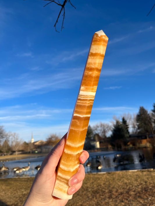 XL Orange Calcite Tower