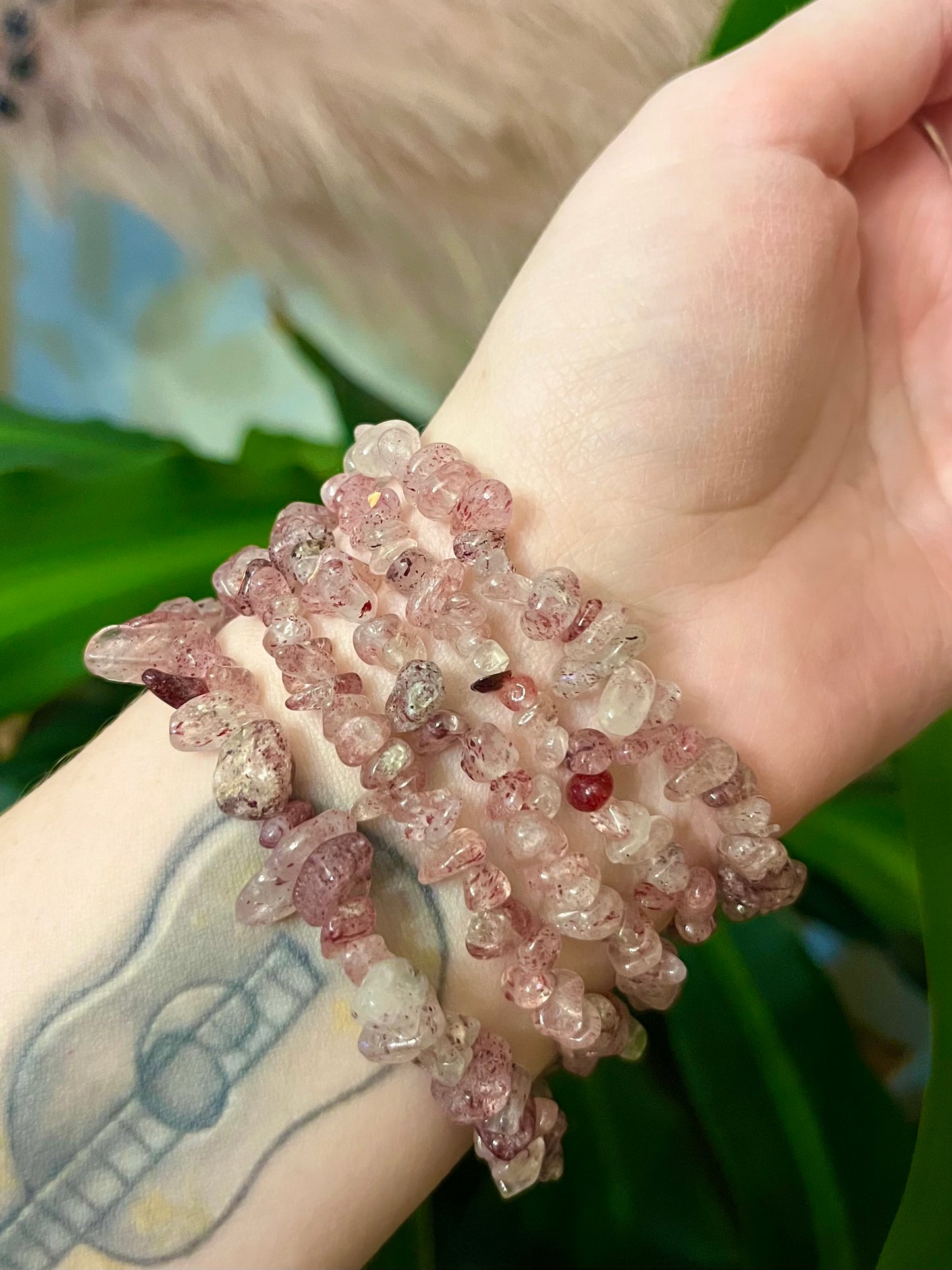 Strawberry Quartz Chip Bracelet