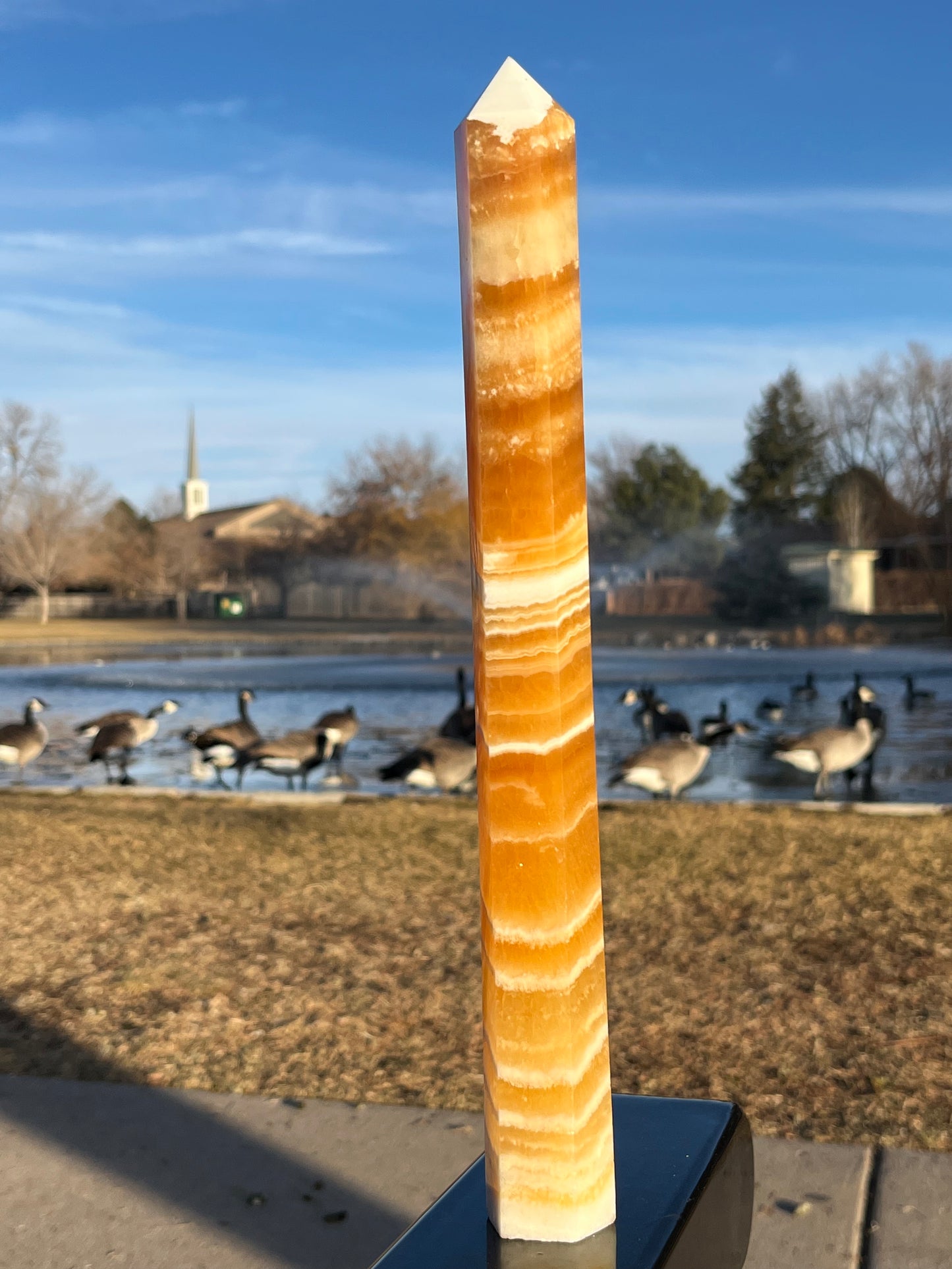 XL Orange Calcite Tower