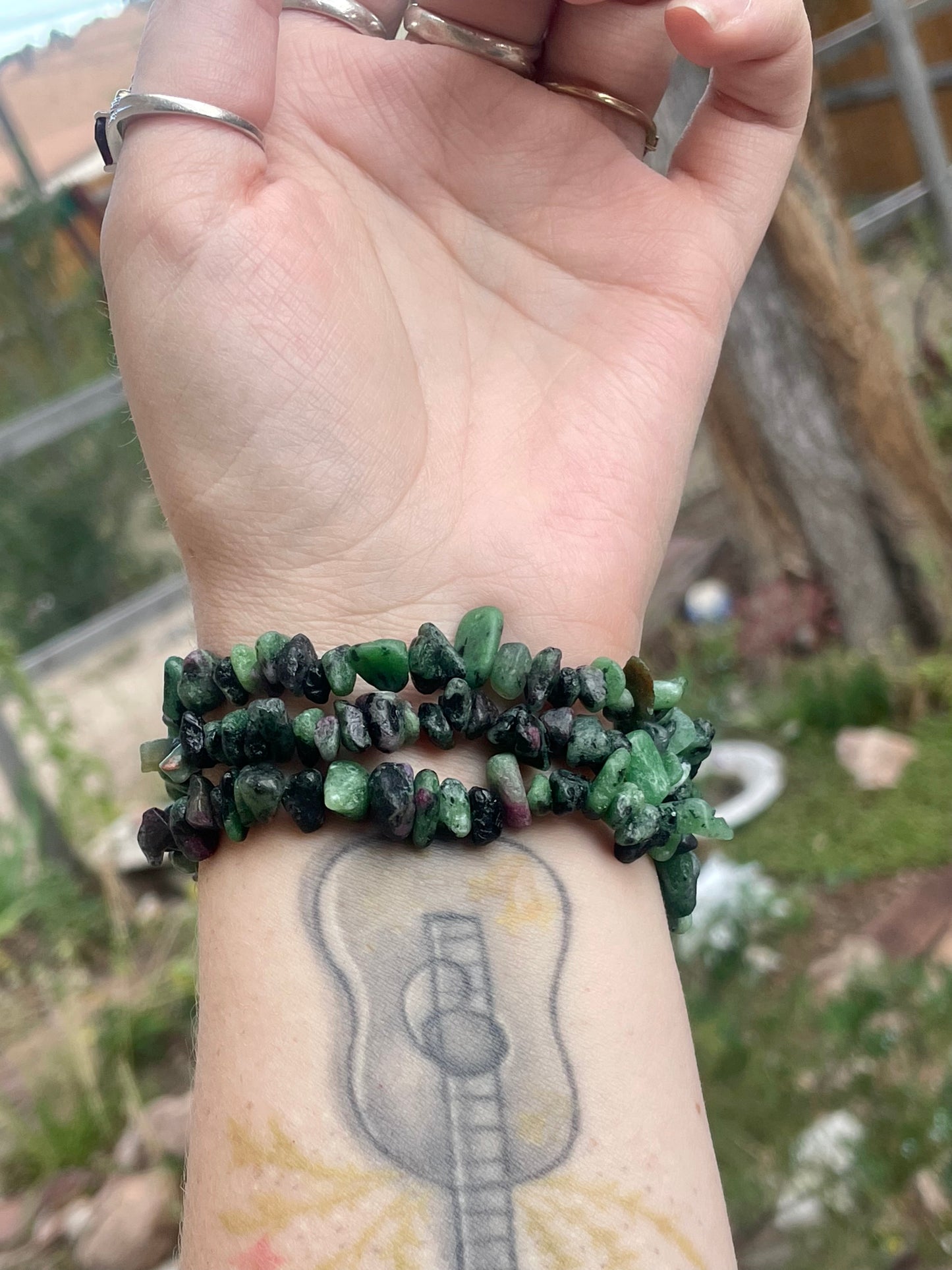 Ruby Zoisite Chip Bracelet