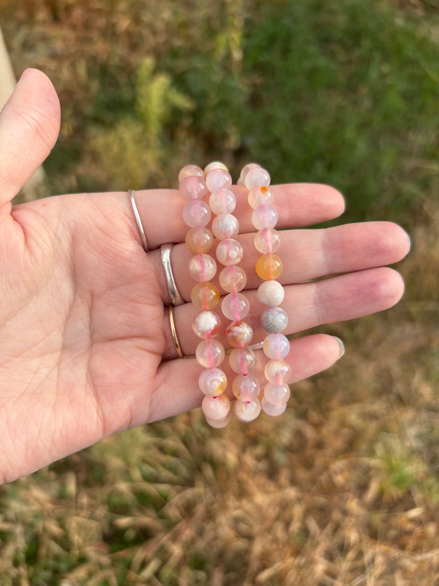 Flower Agate Bracelet 8mm