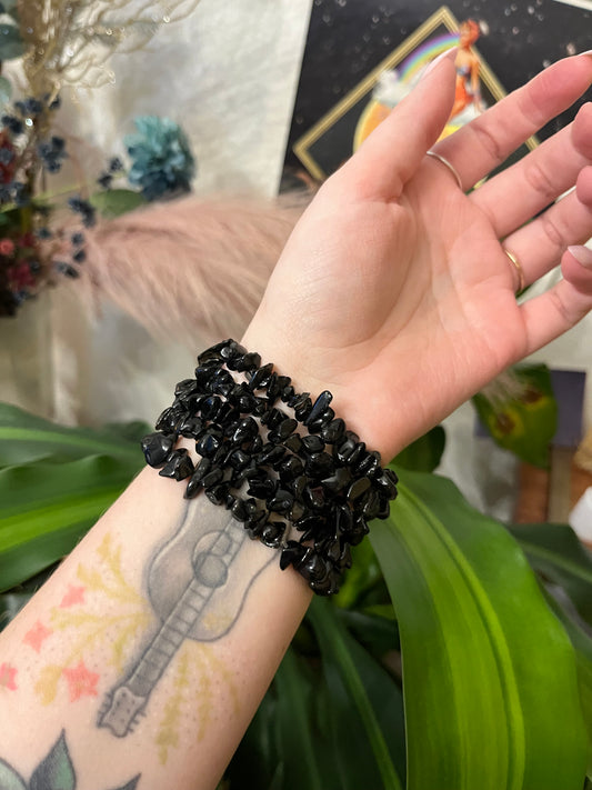 Obsidain Chip Bracelet