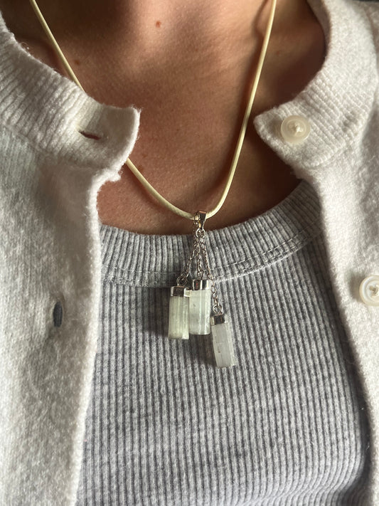 Triple Selenite Necklace