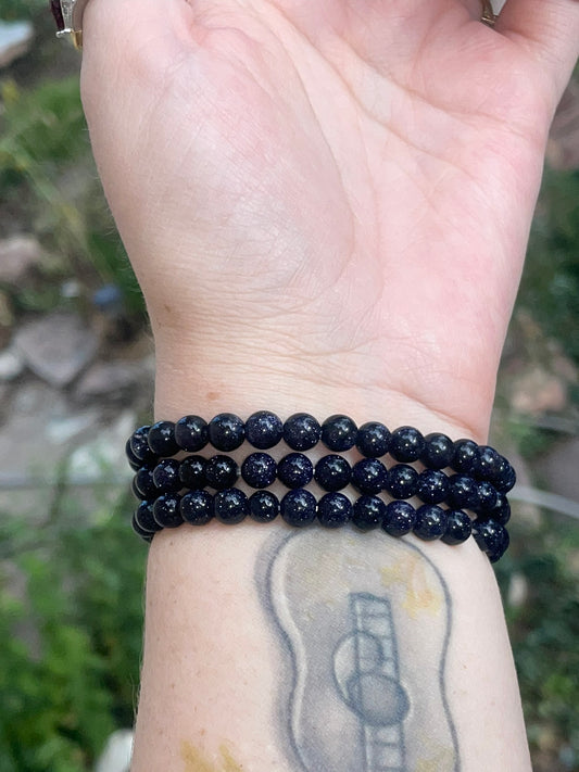 Blue Goldstone Bracelet 6mm