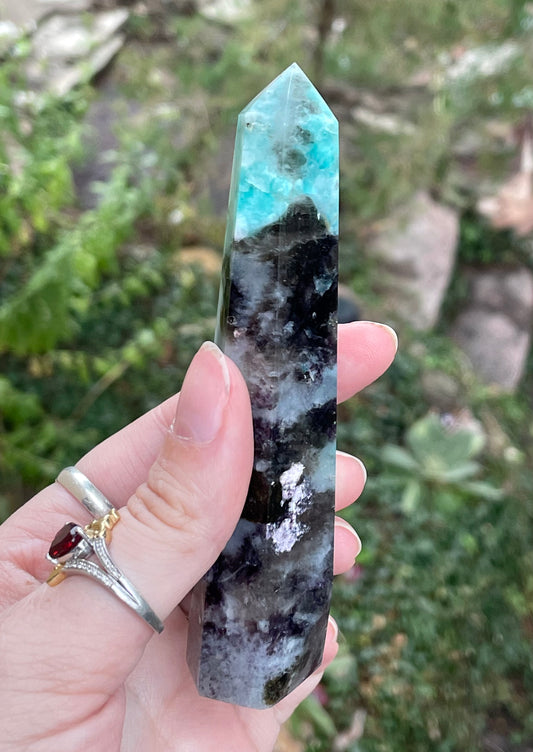 Amazonite and Smokey Quartz Tower A