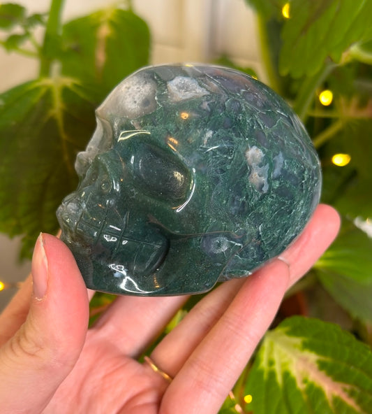 Moss Agate Skull B