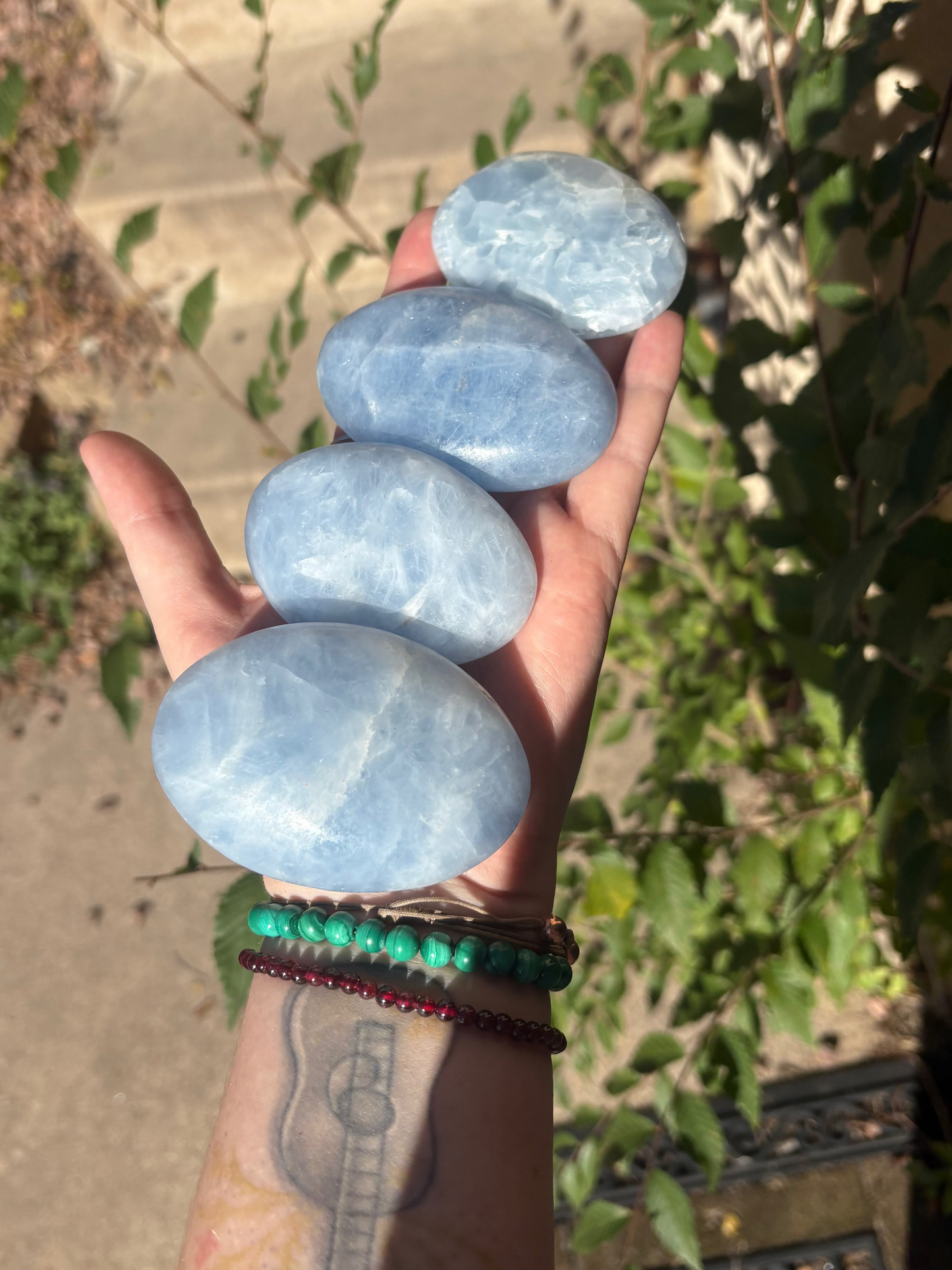 Blue Calcite Palm Stone