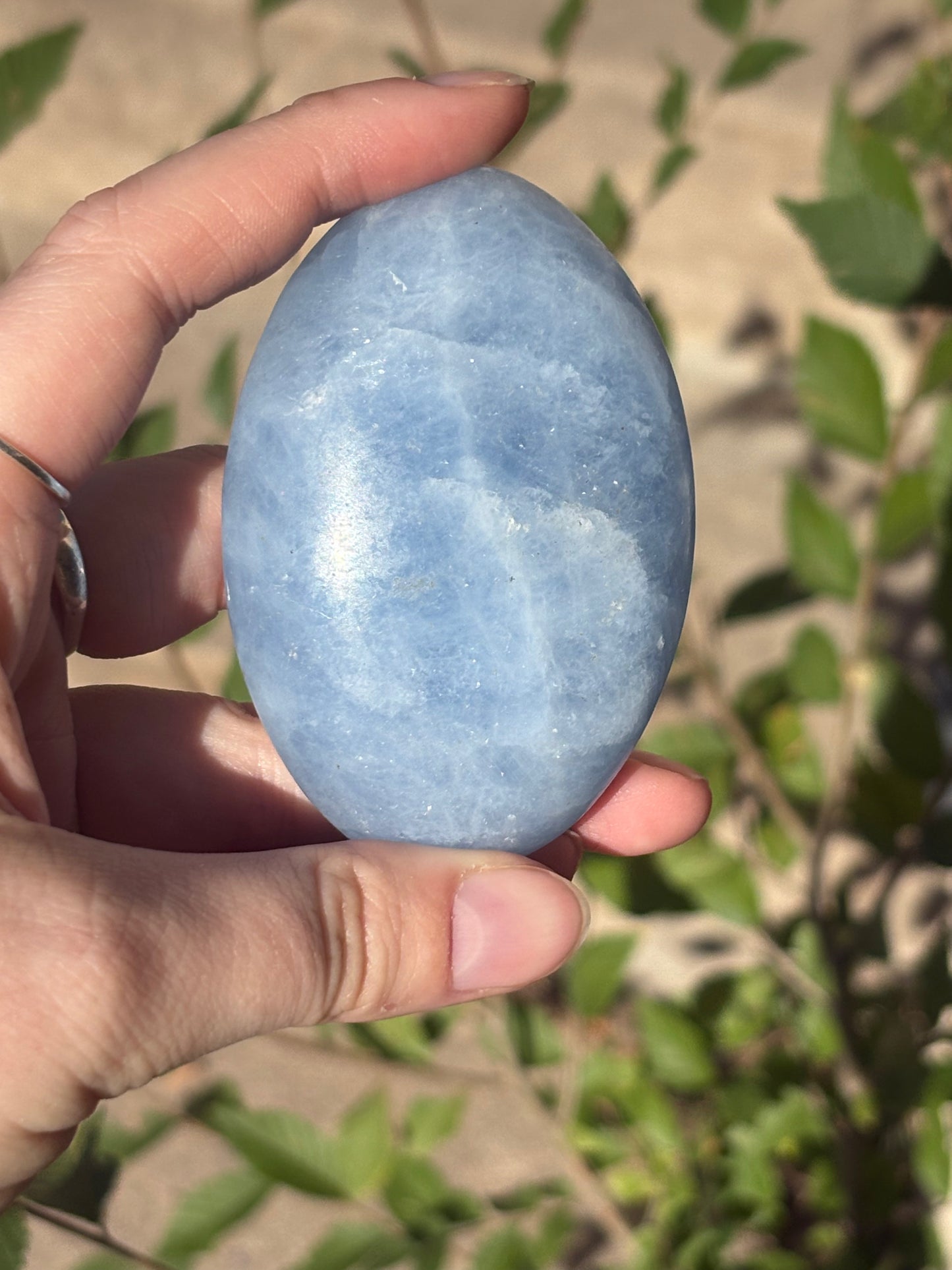 Blue Calcite Palm Stone