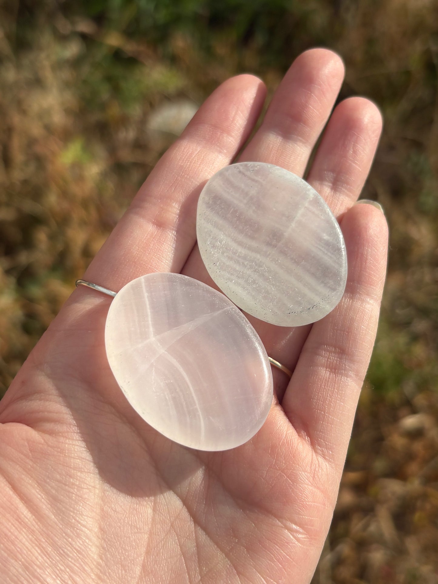 Pink Mangano Calcite Worry Stones